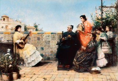 Der Besuch des Pfarrers (Gemälde, Anfang 20. Jahrhundert) von Jose Rico y Cejudo
