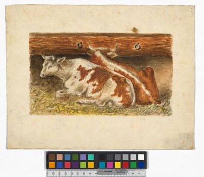 Kühe im Stall von Josef Engelhart