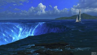 JJM rekreiert Bierstadt-A: Niagarafälle (mit Segelschiff) von Josef Johann Michel