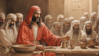 Jesus sagt den Dienern, füllt die Wasserkrüge - Hochzeit von Kanaan von Josef Johann Michel