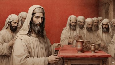 Jesus sagt den Dienern, füllt die Wasserkrüge - Hochzeit von Kanaan von Josef Johann Michel