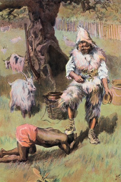 Robinson Crusoe: Er legt meinen Fuß auf seinen Kopf von Joseph (after) Finnemore