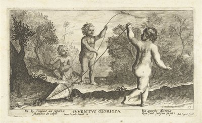 Kinder beim Drachensteigen von Joseph Antoine Cochet