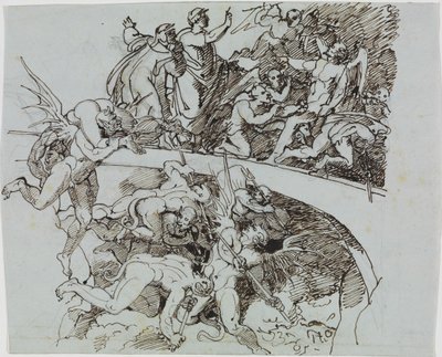 Am Pechsee der Krämer, der Ratsherr von Lucca (Dante Inferno, Canto 21, V 34) von Joseph Anton Koch