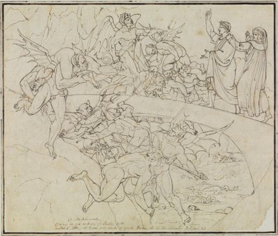 Am Pechsee der Krämer, der Ratsherr von Lucca (Dante Inferno, Canto 21, V 34) von Joseph Anton Koch