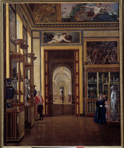 Der Schmucksaal im Louvre und die Enfilade der Säle Charles X. von Joseph Auguste