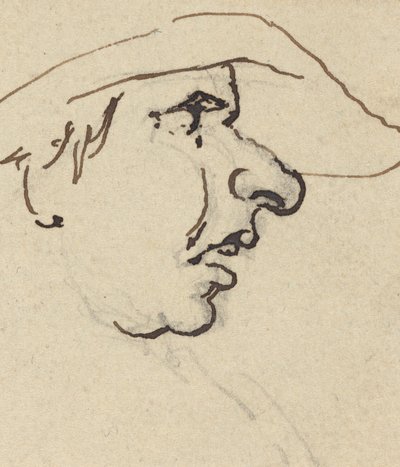 Profil eines Mannes mit großer Nase, der einen Hut trägt von Joseph Cartwright