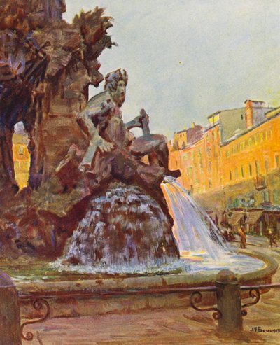 Rom: Piazza Navona, Der Brunnen von Bernini von Joseph Felix Bouchor