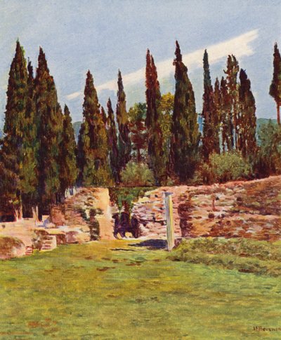 Rom: Villa Hadriana, Säulen des griechischen Theaters von Joseph Felix Bouchor