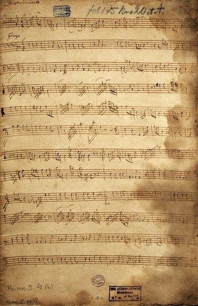 Partitur für Trio von Bariton, Viola und Bass für die Angerfertigten von Joseph Haydn