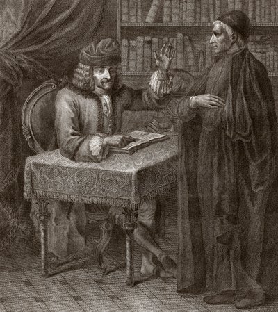 Voltaire und ein Priester - Gravur von Joseph Lante - 1764 von Joseph Lante