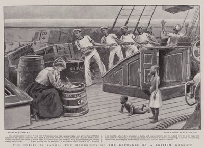Die Krise in Samoa, die Härten der Flüchtlinge auf einem britischen Kriegsschiff von Joseph Nash