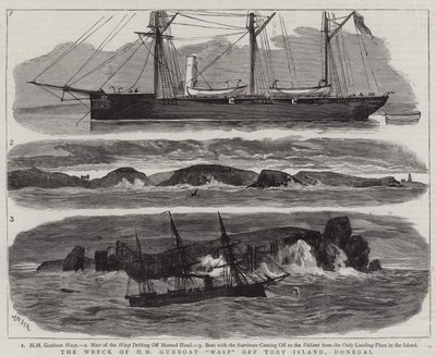 Das Wrack der HM Kanonenboot Wasp vor Tory Island, Donegal von Joseph Nash