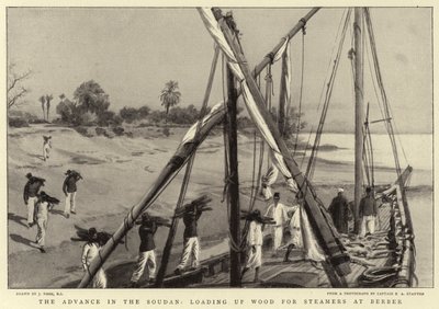 Der Vormarsch im Sudan, Holzverladung für Dampfer in Berber von Joseph Nash