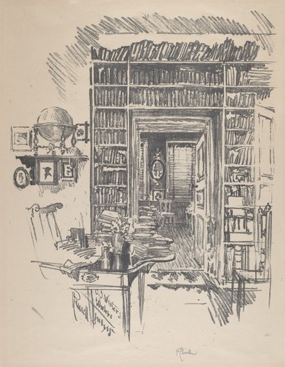 Bibliothekszimmer bei Dr. Wister von Joseph Pennell
