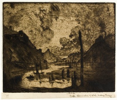 Kohle - Abscheulichkeit der Arbeit, Mahanoy River von Joseph Pennell