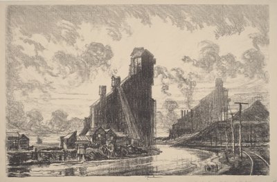 Kohleaufbereitungsanlage am Fluss von Joseph Pennell