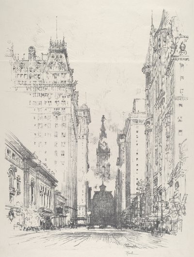 Blick von der Spruce Street die Broad Street hinauf von Joseph Pennell