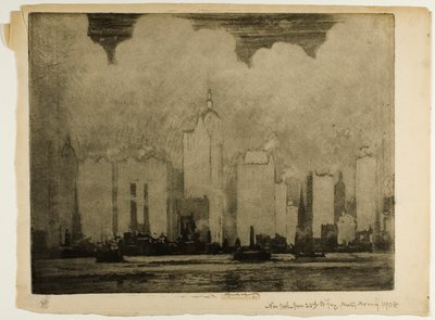 N.Y. von der 23. St. Fähre—Im Morgennebel von Joseph Pennell