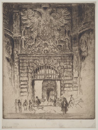 Puerta de Bisagra, Madrider Tor, Toledo von Joseph Pennell