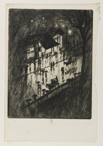 Regnerische Nacht, Charing Cross Shops, 1903 von Joseph Pennell