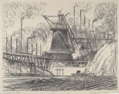Das große Stahlwerk, Gary, Indiana von Joseph Pennell