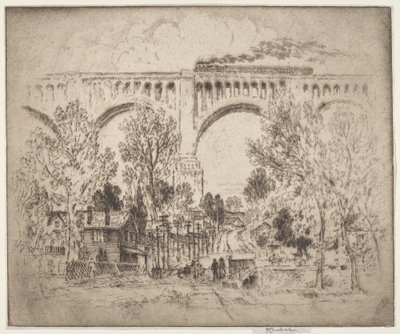 Das Viadukt, D., L. & W. in Nicholson, Pa. von Joseph Pennell
