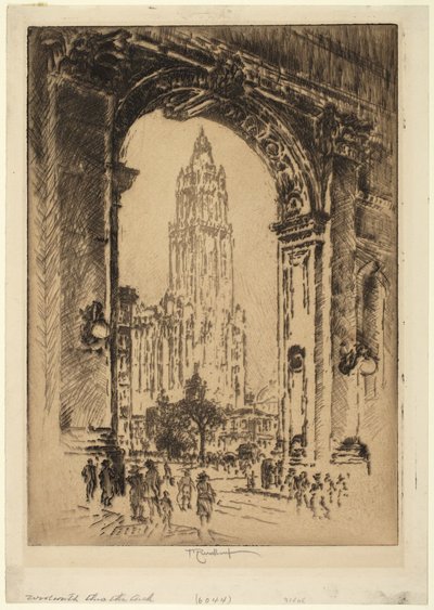 Das Woolworth Building durch den Bogen von Joseph Pennell