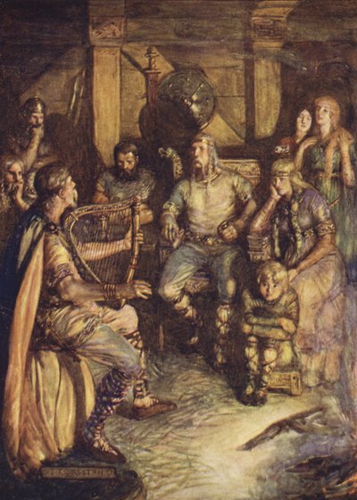 Der Spielmann singt die Taten von Beowulf von Joseph Ratcliffe (after) Skelton