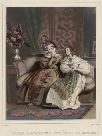 Die Frauen. Galerie modisch, ca. 1830: Wie er mich liebt!!! von Joseph Rose Lemercier