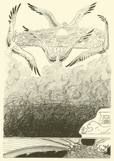 Die vier Möwenflügel-Dschinns (Gravur) von Joseph Rudyard (after) Kipling