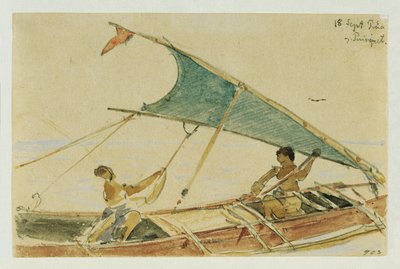 Boot vor der Insel Puinipet (Ponape), Karolinen von Joseph Selleny