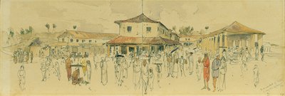 Fischmarkt in Point de Galle auf Ceylon (Sri Lanka) von Joseph Selleny