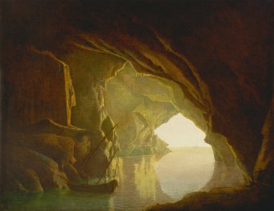 Eine Grotte im Golf von Salerno, Sonnenuntergang von Joseph Wright of Derby