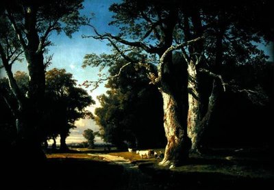 Landschaft mit Bäumen und Vieh von Josephine Bowes