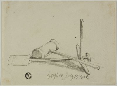 Hammer, Spitzhacke und Schaufel von Joshua Cristall