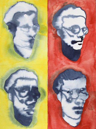 Abstrakte Gesichter Rot Gelb von Joshua Hoskins