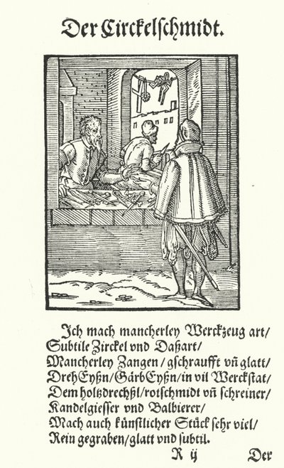 Der Zirkelmacher (Stich) von Jost (after) Amman