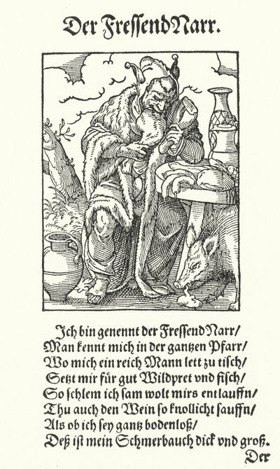 Der gefräßige Narr (Stich) von Jost (after) Amman