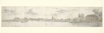 Panoramablick auf Schloss Ooij und das Zollhaus, Nordbrabant von Josua de Grave