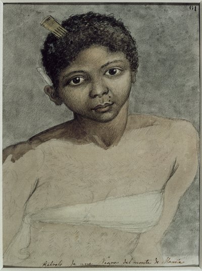 Porträt einer schwarzen Frau aus den Bergen von Manila, während der Expedition auf die Philippinen von Malaspina von Juan Ravenet
