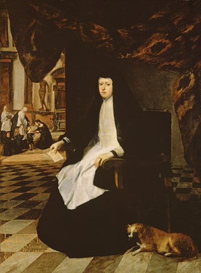 Porträt von Königin Mariana von Spanien (geb. 1631) in Trauer von Juan Bautista Martinez Del Mazo