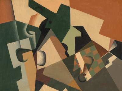 Glas und Schachbrett, ca. 1917 von Juan Gris
