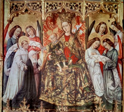 Altarbild der Hl. Ursula: Jungfrau und Kind mit Heiligen und Engeln (1468) von Juan Rexach or Reixach