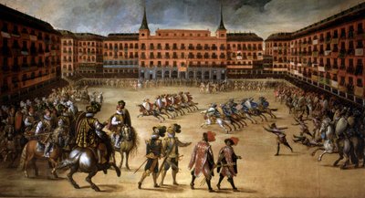 Fest auf der Plaza Mayor in Madrid von Juan de la Corte