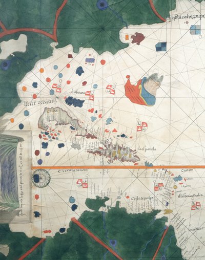 Inseln Mittelamerikas, nautische Karte von Juan de la Cosa von Juan de la Cosa