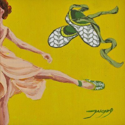 Tanzende Ballerina in Gelb von Jukyong Park