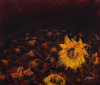 Dunkel leuchtende Sonnenblumen von Jukyong Park