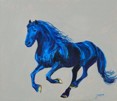 Dynamischer blauer Galopp von Jukyong Park