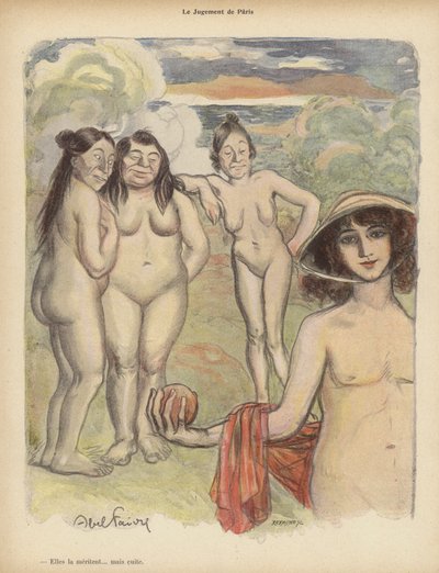 Das Urteil des Paris (Farblithografie) von Jules Abel Faivre